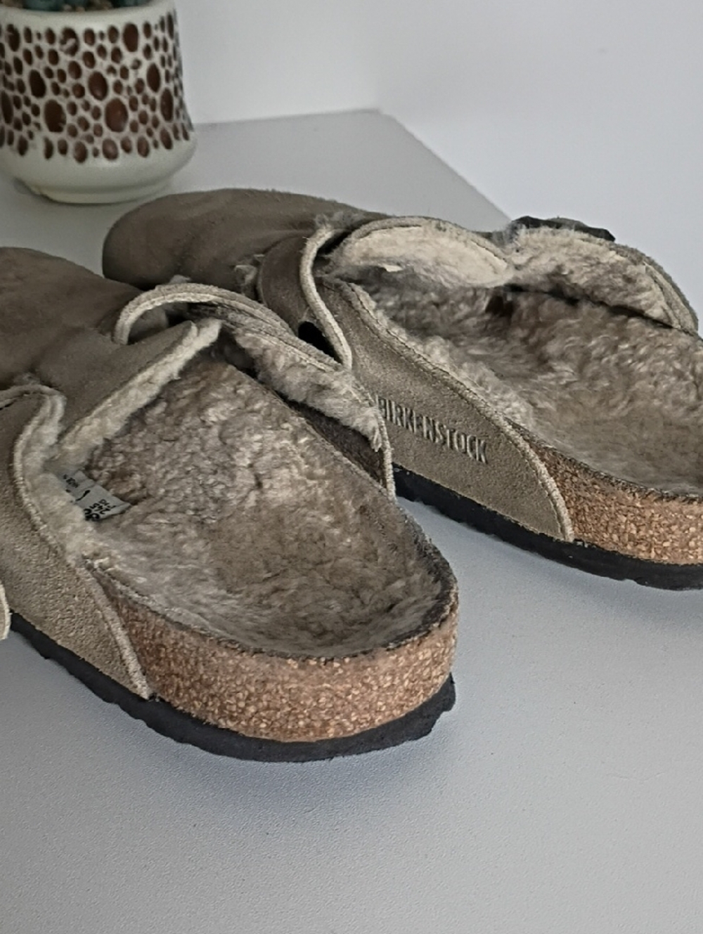 Birkenstock Boston Taupe Suede Clog with Buckle size 38 women's 7 mens 5 Sharpe - Picture 12 of 14